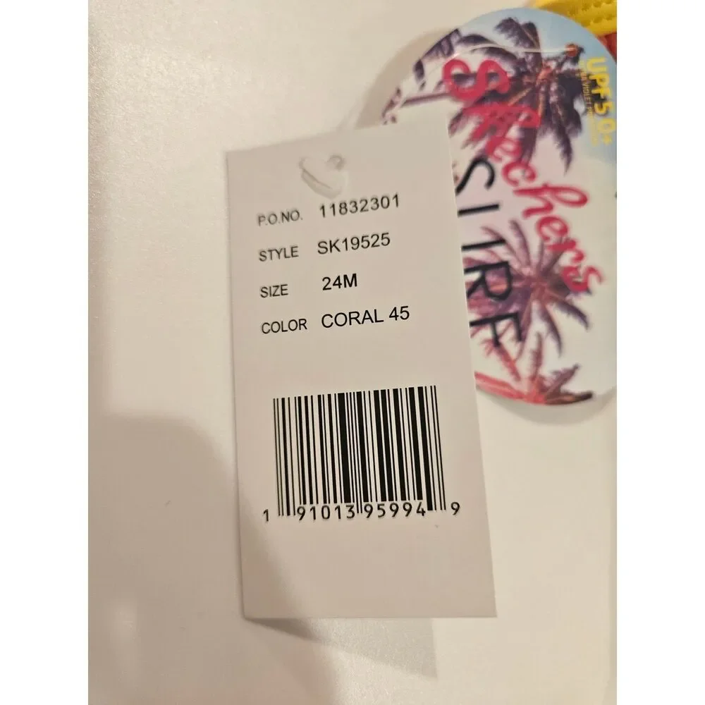 NWT Skechers Girls Pink Orange Blue One Piece Swim Bathing Suit UPF50, Size 24 M